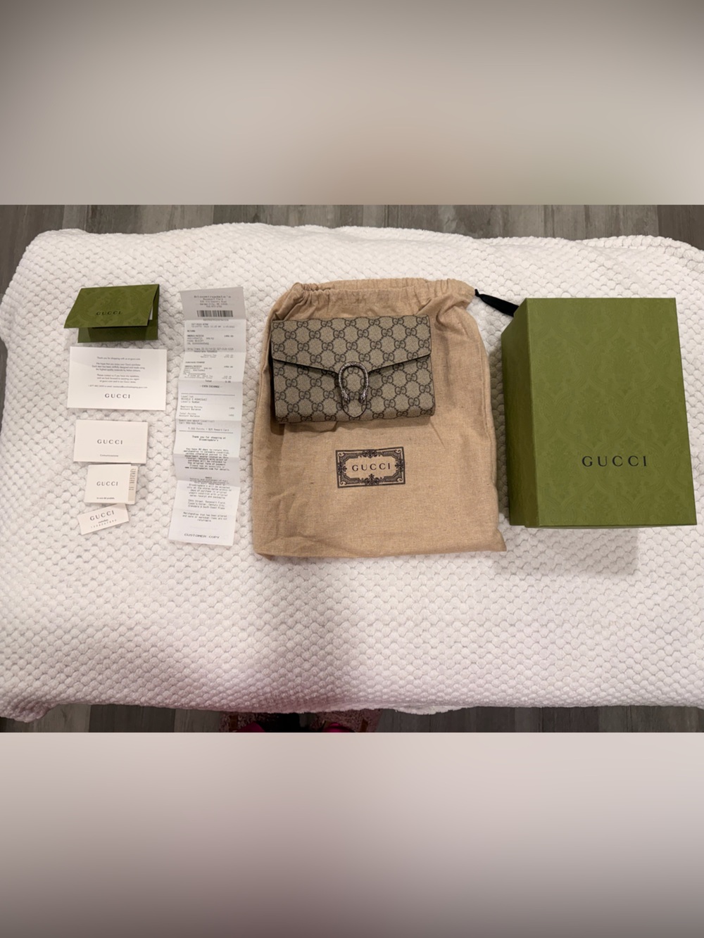 Gucci Beige/Tan GG Supreme Crossbody with Dark Brown Trim